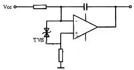 TVS瞬变二极管在运放差模输入端防止过压损伤的保护电路